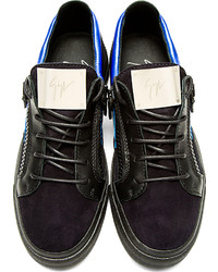 schwarze und blaue Wildleder niedrige Sneakers von Giuseppe Zanotti