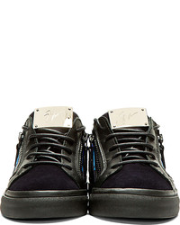 schwarze und blaue Wildleder niedrige Sneakers von Giuseppe Zanotti