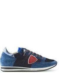 schwarze und blaue Wildleder niedrige Sneakers von Philippe Model