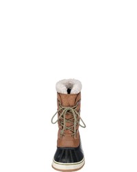 schwarze und gelbbraune Winterschuhe von Sorel