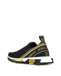 schwarze und goldene bedruckte Sportschuhe von Dolce & Gabbana