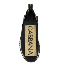 schwarze und goldene bedruckte Sportschuhe von Dolce & Gabbana