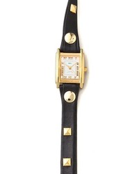 schwarze und goldene beschlagene Leder Uhr von La Mer