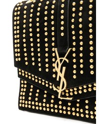 schwarze und goldene beschlagene Leder Umhängetasche von Saint Laurent