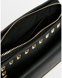 schwarze und goldene beschlagene Leder Umhängetasche von Aldo