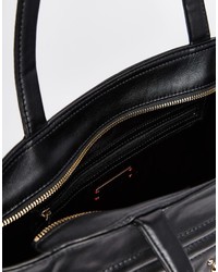 schwarze und goldene beschlagene Shopper Tasche aus Leder von DKNY
