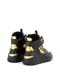 schwarze und goldene hohe Sneakers aus Leder von Giuseppe Zanotti