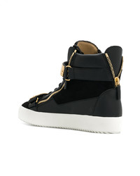 schwarze und goldene hohe Sneakers von Giuseppe Zanotti Design