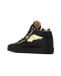 schwarze und goldene hohe Sneakers von Giuseppe Zanotti Design