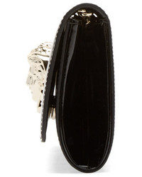 schwarze und goldene Leder Clutch von Versace