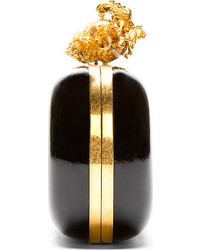 schwarze und goldene Leder Clutch von Alexander McQueen
