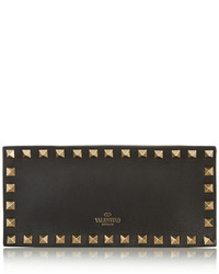 schwarze und goldene Leder Clutch von Valentino