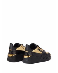 schwarze und goldene Leder niedrige Sneakers von Giuseppe Zanotti