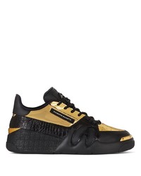 schwarze und goldene Leder niedrige Sneakers von Giuseppe Zanotti