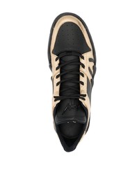 schwarze und goldene Leder niedrige Sneakers von Giuseppe Zanotti