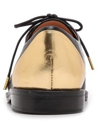 schwarze und goldene Leder Oxford Schuhe von Thakoon