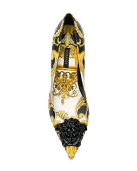 schwarze und goldene Leder Pumps von Versace
