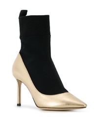 schwarze und goldene Leder Stiefeletten von Jimmy Choo