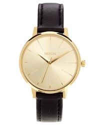 schwarze und goldene Leder Uhr von Nixon
