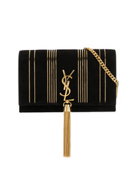 schwarze und goldene Leder Umhängetasche von Saint Laurent