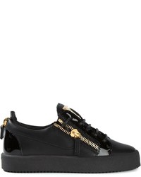 schwarze und goldene niedrige Sneakers von Giuseppe Zanotti