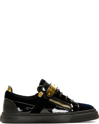 schwarze und goldene niedrige Sneakers von Giuseppe Zanotti