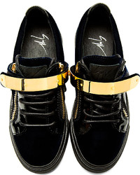 schwarze und goldene niedrige Sneakers von Giuseppe Zanotti