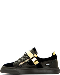 schwarze und goldene niedrige Sneakers von Giuseppe Zanotti