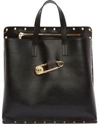 schwarze und goldene Shopper Tasche aus Leder von Versus