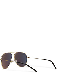 schwarze und goldene Sonnenbrille von Saint Laurent
