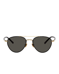 schwarze und goldene Sonnenbrille von Linda Farrow Luxe