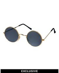 schwarze und goldene Sonnenbrille von Reclaimed Vintage