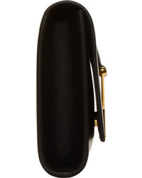schwarze und goldene verzierte Leder Clutch von Saint Laurent