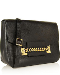 schwarze und goldene verzierte Leder Clutch von Sophie Hulme