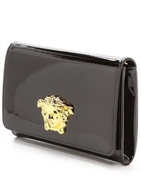 schwarze und goldene verzierte Leder Clutch von Versace