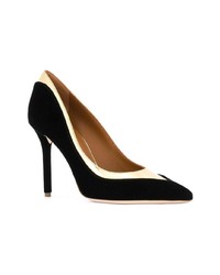 schwarze und goldene verzierte Wildleder Pumps von Malone Souliers