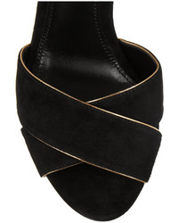 schwarze und goldene verzierte Wildleder Sandaletten von Dolce & Gabbana