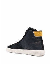 schwarze und silberne hohe Sneakers aus Leder von Diesel