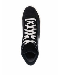 schwarze und silberne hohe Sneakers aus Leder von Diesel