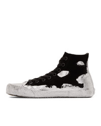 schwarze und silberne hohe Sneakers aus Wildleder von Maison Margiela