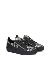 schwarze und silberne Leder niedrige Sneakers von Giuseppe Zanotti