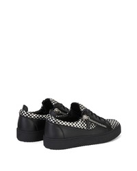 schwarze und silberne Leder niedrige Sneakers von Giuseppe Zanotti