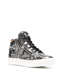 schwarze und silberne Leder niedrige Sneakers von Giuseppe Zanotti