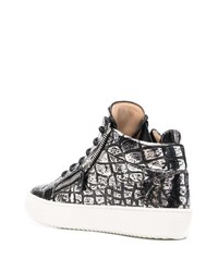 schwarze und silberne Leder niedrige Sneakers von Giuseppe Zanotti