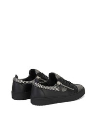 schwarze und silberne Leder niedrige Sneakers von Giuseppe Zanotti