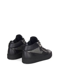 schwarze und silberne Leder niedrige Sneakers von Giuseppe Zanotti