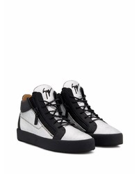 schwarze und silberne Leder niedrige Sneakers von Giuseppe Zanotti