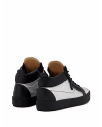 schwarze und silberne Leder niedrige Sneakers von Giuseppe Zanotti