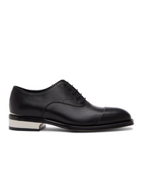 schwarze und silberne Leder Oxford Schuhe