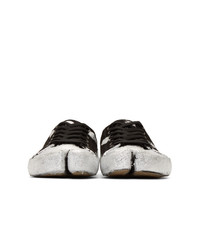 schwarze und silberne Segeltuch niedrige Sneakers von Maison Margiela